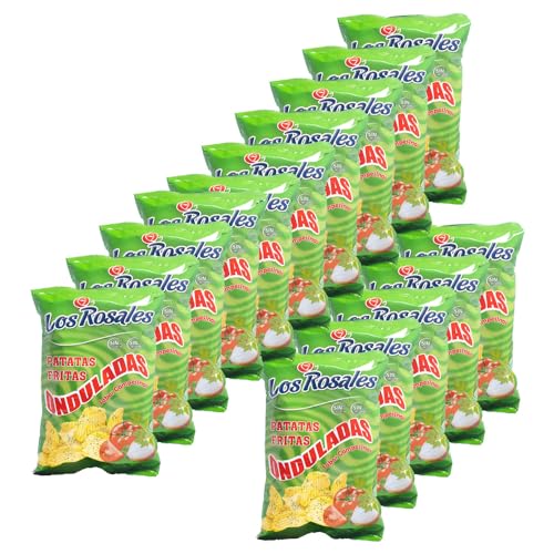LOS ROSALES Patatas Fritas Onduladas Sabor Campesinas Caja 15 Bolsas, patatas fritas, snacks y aperitivos, patatas fritas sin gluten sin lactosa, snacks…