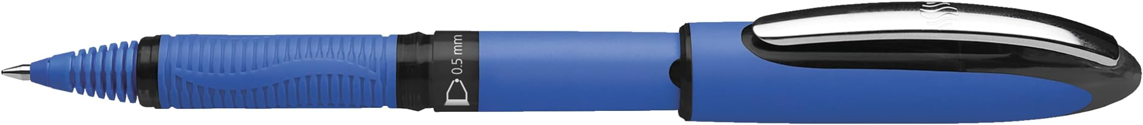 Schneider One Hybrid C Rollerball Pen, 0.5 mm Hybrid Conical Tip, Light Blue Barrel, Black Ink, Box of 10 Pens (183201)