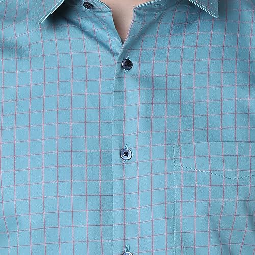 Image of J. HAMPSTEAD Cotton Regular Fit Checks Formal Shirt for Men (JS11151F)
