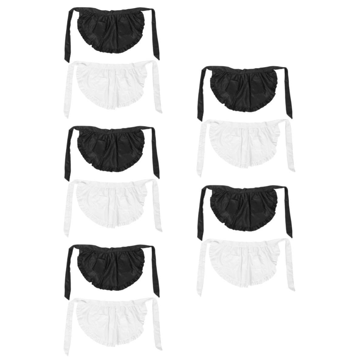 Tofficu 10 Unidades Delantal de Cintura Media Blanco con Volantes y Doble Bolsillo para Mujer, Diseño Elegante y Cómodo Adecuado para Cocina, Restaurante y Fiesta de Halloween