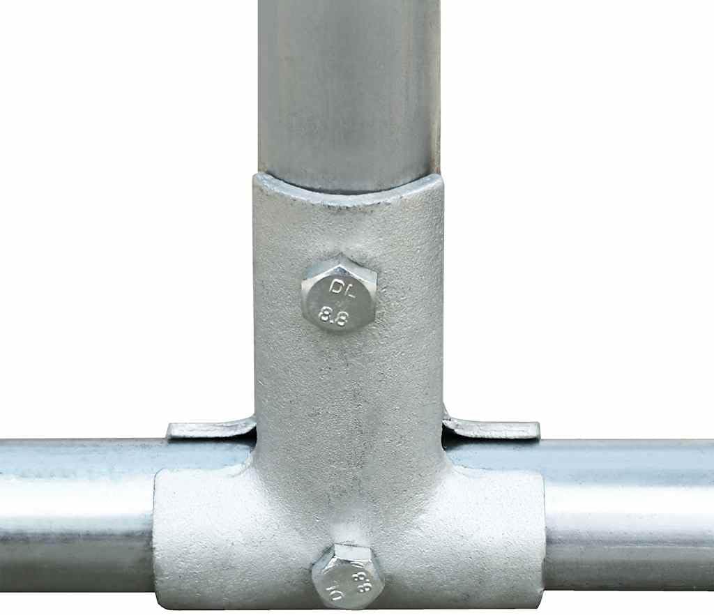 Close-up of galvanized steel frame connection