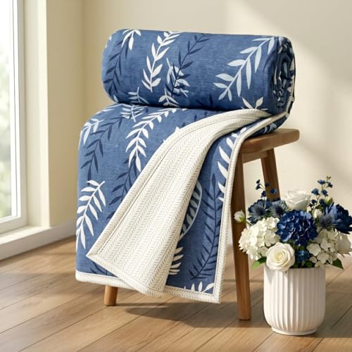 Image of BSB HOME 280 GSM Reversible Dohar for Single Bed, Ultra Soft Microfiber AC Blanket, Lightweight All Season Blanket, Breathable, Skin Friendly, 60 x 88 Inches (152 x 224 cm) - Indigo Blue