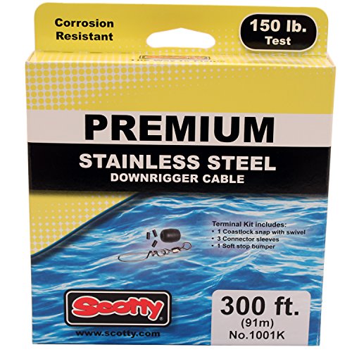 Scotty 1001K Premium Stainless Steel Replacement Downrigger Cable [300 Foot Spool Kit]