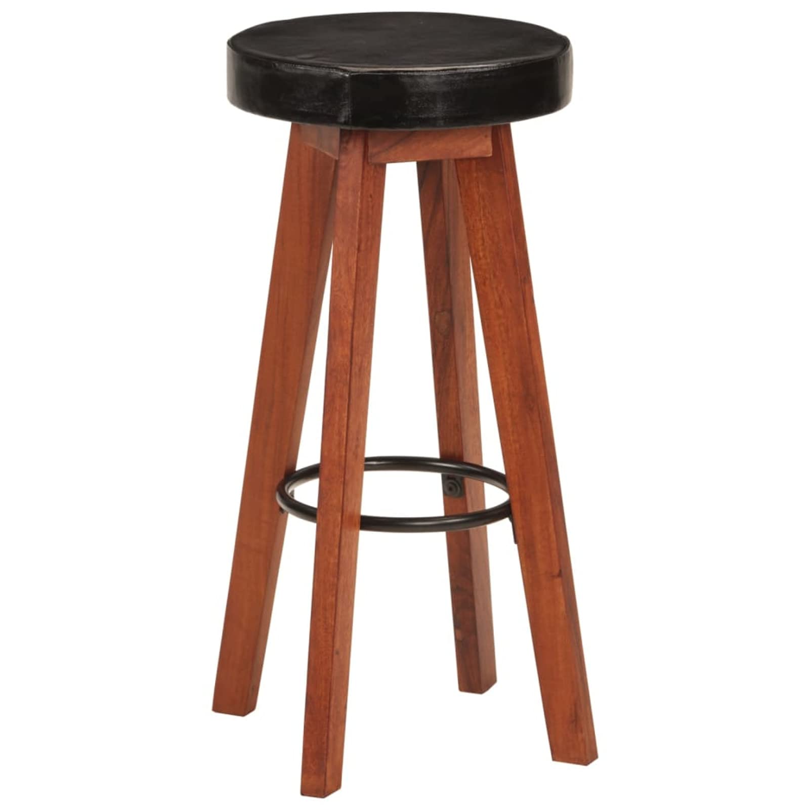 Homgoday Taburetes de bar de 2 piezas de piel auténtica y madera maciza de acacia, silla de oficina, silla de oficina, bar, silla de escritorio, para dormitorio o salón