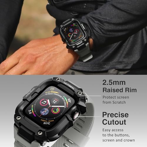 Image of ULTIMAL Rugged Band with Case for Apple Watch 44mm, Military-Grade Shockproof Protective Strap for Men, All-in-One Outdoor Sport Watch Band Compatible with iWatch Series 6 /5 /4 /SE3 /SE2 /SE (Grey)