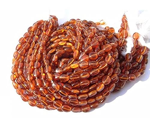 Perles Hessonite Garnet polies de forme ovale 7x5-8x5mm pour enfilage et joaillerie