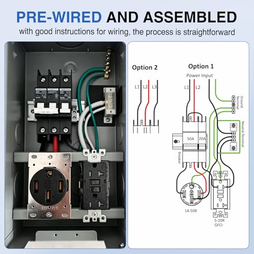 Image of Nilight 20 50 Amp RV Power Outlet Box with Breaker NEMA 14-50R GFCI Camper