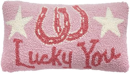 Peking Handicraft Lucky You Poly Filler Hook Pillow, 16-Inch, Pink