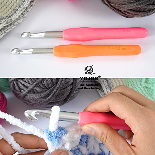 Image of YOJOB 2Pack Size M / 9mm, N / 10mm Crochet Hooks, Super Smooth & Ergonomic for Beginner and Advanced (9.0mm, 10.0mm)
