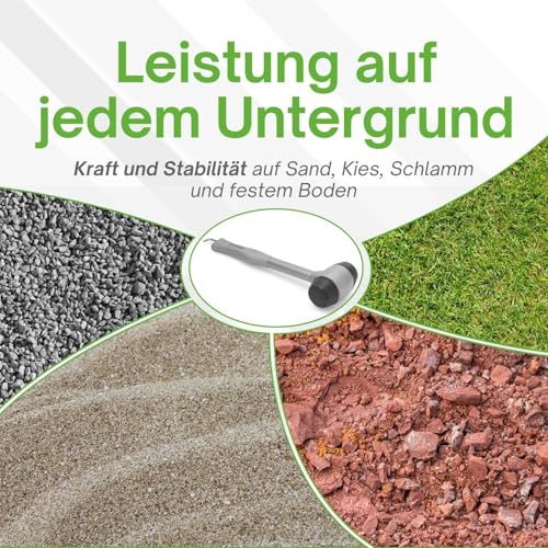 MOSCATELLI Vielseitiger, robuster und ergonomischer Campinghammer mit Haken zum Entfernen von Heringen - Grau