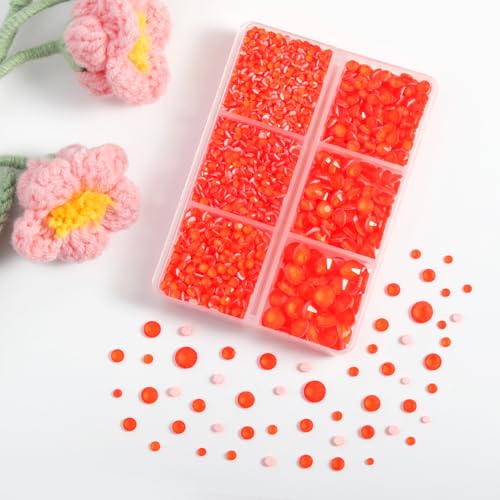 Image of BEADSLAND Hotfix Rhinestones, 4000 PCS Rhinestones for Clothes Crafts Mixed 6 Sizes with Wax Pencil and Tweezers Kit, SS6-SS30, Neon Orange