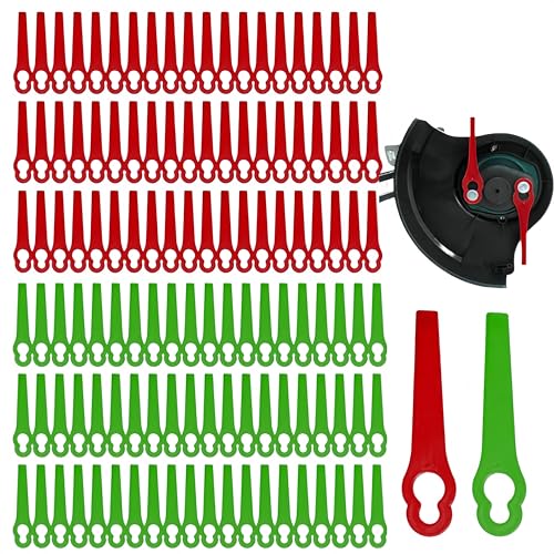 SDXCJY 120 Pcs Plastic Grass Trimmer Blades Red Plastic Grass Trimmer Blades 83 mm Lawn Mower Cutting Blades Lawn Mower Accessories Tool Cordless Strimmer (120Pcs)
