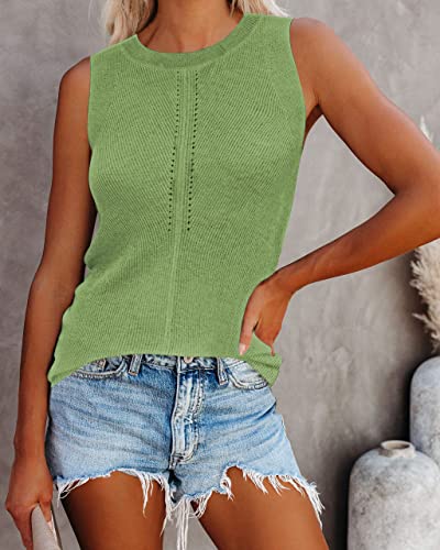 Image of Cutiefox Women's Knit Tank Tops Sleeveless Summer Loose Tie Back Casual Vest Shirts Blouses