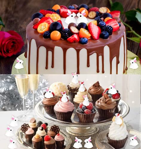 Tcjj 20 Pieces Easter Mini Bunny Figurines, Rabbit Figures, Easter Cupcake Toppers, Miniature Rabbit Character Ornaments For Fairy Garden Easter Cake Decoration Easter Egg Fillers (20 Pieces) #TOP2