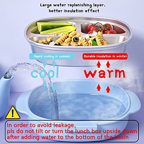 Stainless Steel Lunch Box For Toddlers Boys-Thermal Leakproof Bento Box 3-Compartment Double-Deck Ideal Portion Sizes For Ages 1 To 3, Pre-School Daycare Lunches And Kids Snack Container（Blue） #TOP4