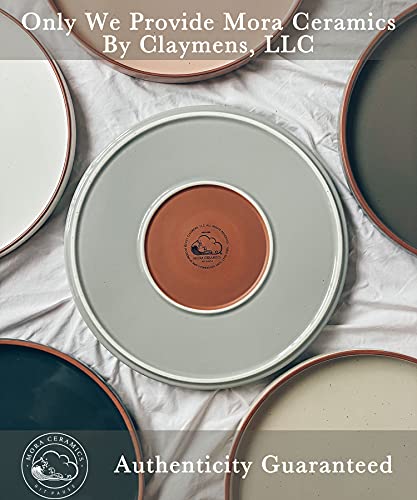 Mora Ceramic Flat Plates Set Of 6 - 8 In - The Dessert, Salad, Appetizer, Small Lunch, Etc Plate. Microwave, Oven, And Dishwasher Safe, Scratch Resistant. Kitchen Porcelain Dish - Assorted Neutrals #TOP3