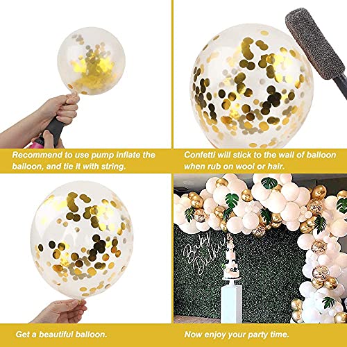 Rubfac SERONLINE2020032301 145Pcs White Balloon Arch Garland Kit White Gold And Golden Confetti Balloons thumb #2