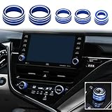 Thor-Ind 5pcs Center Console AC Air Conditioning Radio Audio Function Rear Mirror Knob Button Switch Cover Trim Compatible with Toyota Camry 2018 2019 2020 (Blue, 2021-2023)