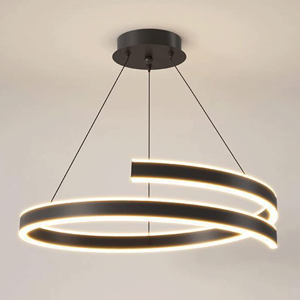 Suspension LED spirale linéaire 60 cm en acrylique blanc pour salle à manger