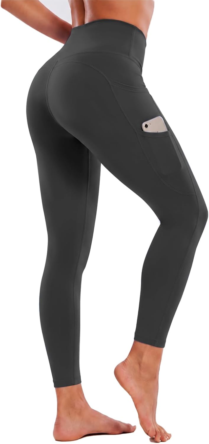 Leggings with Pockets for Women, High Rise Tummy Control Yoga Pants, Buttery Soft Non See Through Workout Leggings