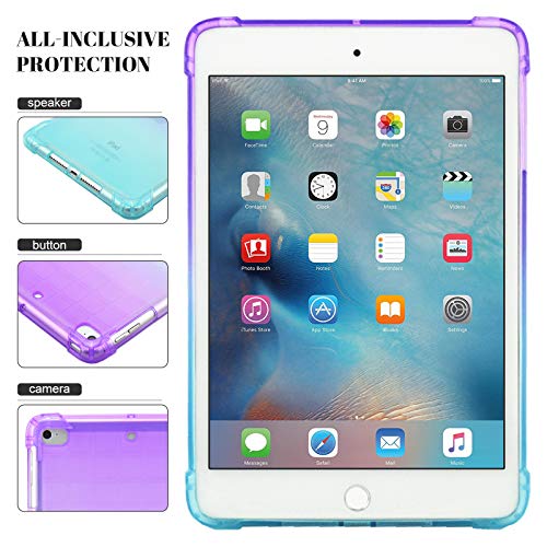 Dteck Ipad Mini Case (5Th/4Th Generation), Ipad Mini 3/2/1 Case 7.9" - [Translucent Back Cover] Lightweight Silicone Case Slim Thin Durable Protective Cases For Ipad Mini 7.9" Tablets (Purple&Mint) #TOP1