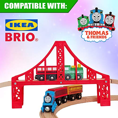 Wooden Train Tracks Full Set, Deluxe 55 Pcs With 3 Destination Fits Thomas, Brio, Ikea, Chuggington, Imaginarium, Melissa And Doug - Best Gifts For Kids Toddler Boys And Girls #TOP2