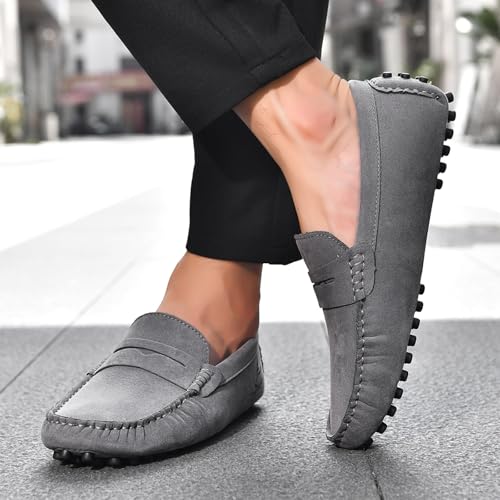 Men's Fashionable Driving Penny Loafers Suede Dress Moccasins Comfortable Casual Flat Boat Shoes 6