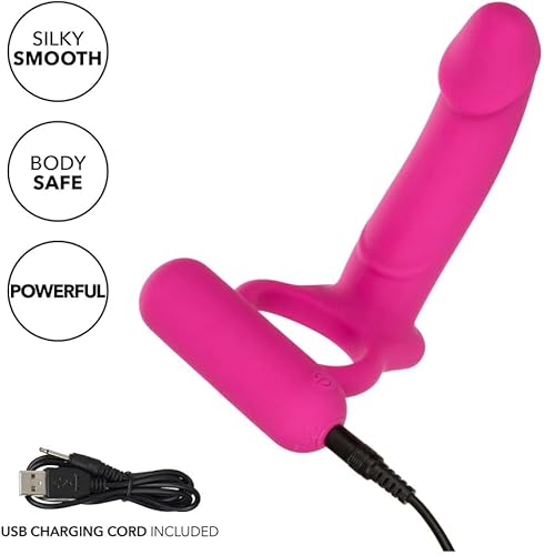 Miniatura 3 de CalExotics Doble buceador recargable de silicona - Anillo de sonda de placer recargable - Juguete sexual masajeador impermeable para parejas - Rosa