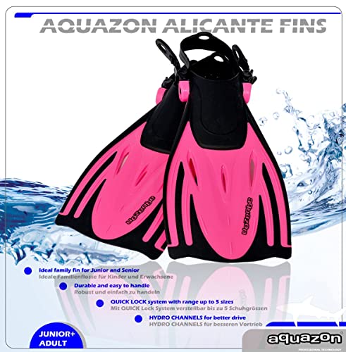 Foto von AQUAZON Alicante Verstellbare Flossen, Schnorchelflossen, Taucherflossen, Schwimmflossen für Kinder und Erwachsene zum Schnorcheln, Schwimmen, Farbe:pink, Größe:32/37