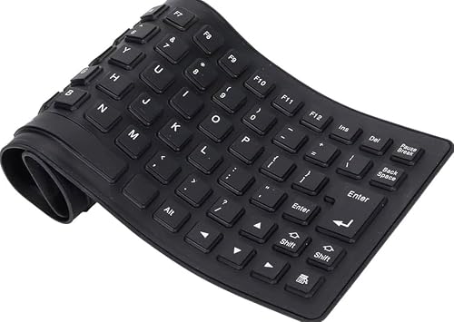 Flexible Silicone Keyboard, Foldable and Waterproof, Black