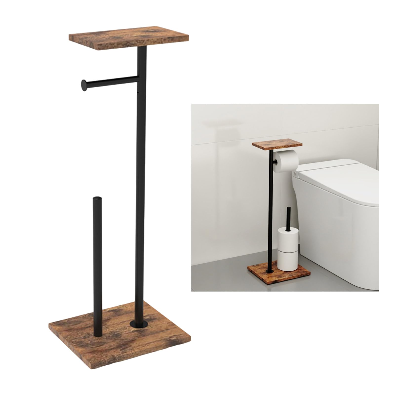Porta fazzoletti da in legno, dispenser da bagno quadrato con piattaforma superiore, supporto stabile e indipendente per proprietario fazzoletti da bagno design per la casa