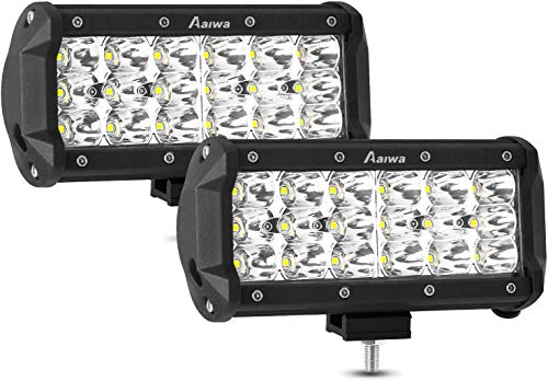 AAIWA Focos de Trabajo LED, Faro Coche 7" 54W 2pcs, Focos Leds Antiniebla,Luces de Trabajo,Spot Light Impermeable IP67 y Potente para Coche,Todoterreno,Camion,Offroad