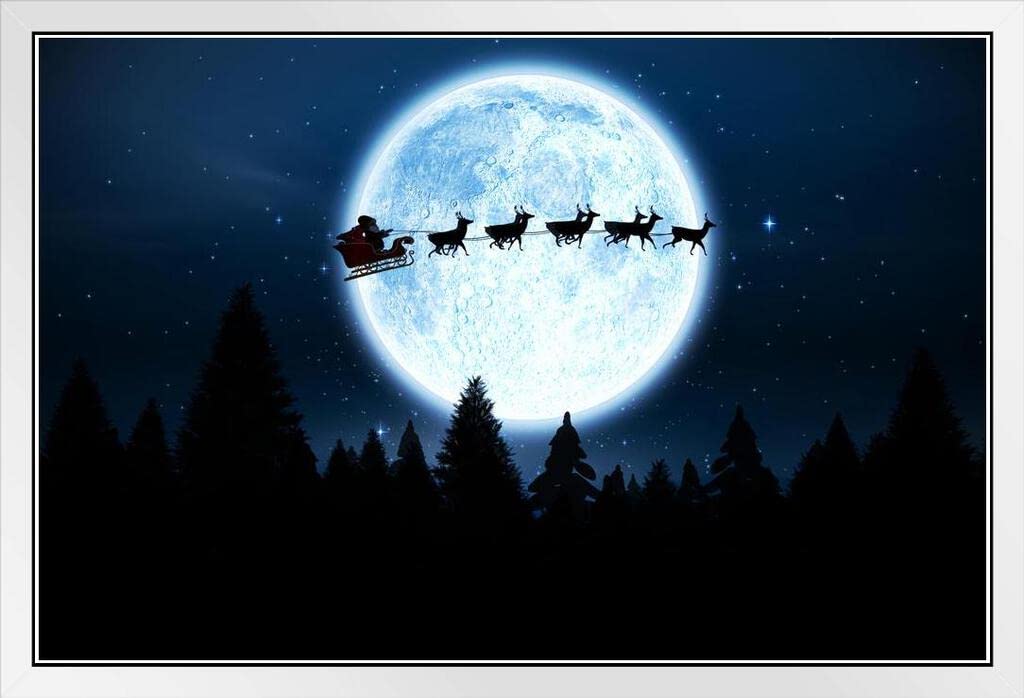 Amazon.co.jp: サンタ トナカイ そり 空飛ぶ夜 星空 月 クリスマス