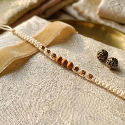 Image of Rakhi Set of 2 for Brother | Premium Rudraksha & Chandan Rakhi with Kundan Stone Designer Thread | Traditional Handmade Rakhi for Bhai, Brother, Bhaiya | Greeting Card Included | Multicolor