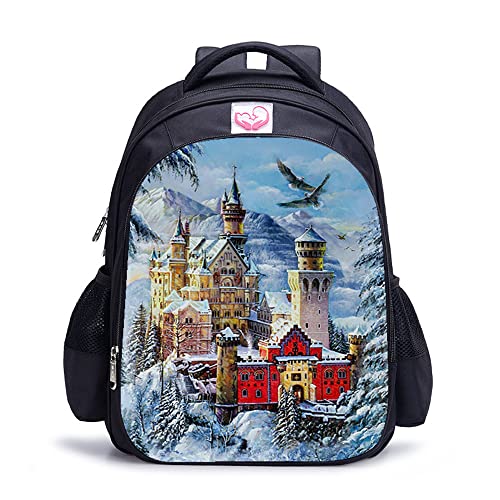 Sac à dos de mode motif neige en relief 3D avec grand compartiment de 41 cm