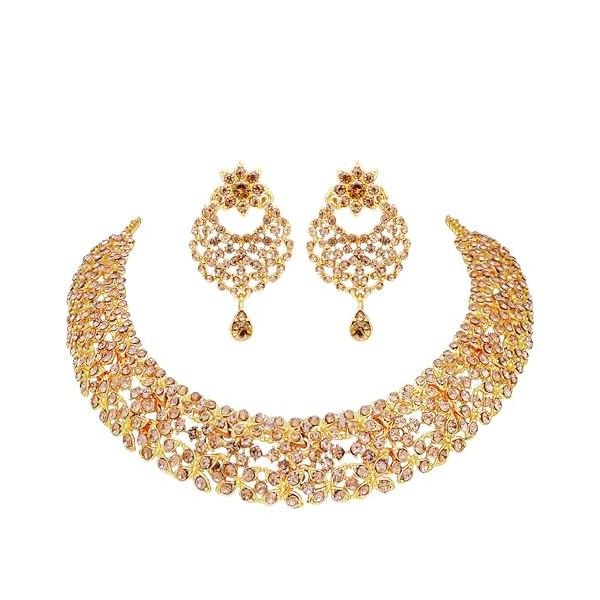 NATTY Gold Finish Feshion Necklace with Earrings for Women - Jewellery Set for Party, Wedding, Engagement