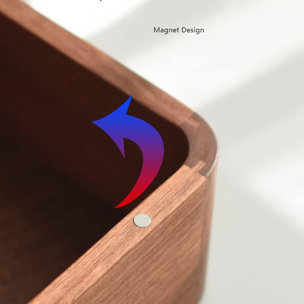 Solid Wood Rectangular Tissue Box Holder, Flip Facial Tissue Holder Napkin Dispenser For Bathroom And Home Decoration, Bathroom Tissue Holder Dispenser (Color : Ebony)