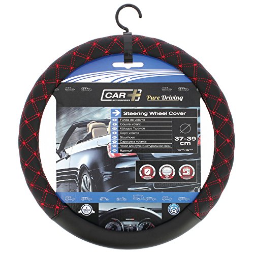CAR+ 2505079 Black/Red Stitch Steering Wheel Cover