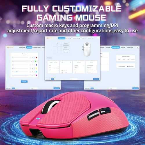 Image of ATTACK SHARK X8 SE Wireless Gaming Mouse,Adjustable 25K DPI PAW3311 Optical Sensor,Ergonomic 59g Lightweight,Triple Modes 2.4G /BT /USB-C,500mAH Battery,5 Programmable Buttons for PC /Mac-Red&Griptape