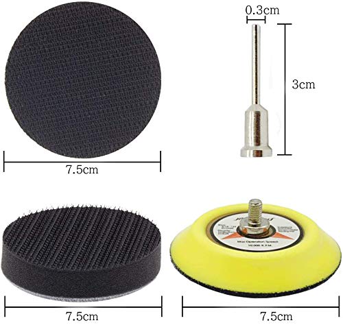 75mm 耐水 サンドペーパー 耐水ペーパー 180枚セット GOH DODD マジック式 丸型 精密仕上げ 鏡面磨き 金属 車補修 ジュエリー研磨用 紙ヤスリ バッキングパッド付き 12種類（60 80 100 150 240 400 800 1200 2000 3000 5000 10000各15枚）