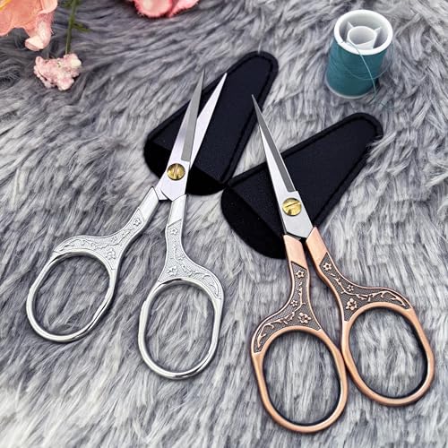 Small Sharp Scissors for Hair Cutting, Beard, Eyebrow, Nose, Facial Hair, Beauty | Sewing Trimming Scissors for Embroidery, Yarn Fabric, Thread, Craft & Crochet