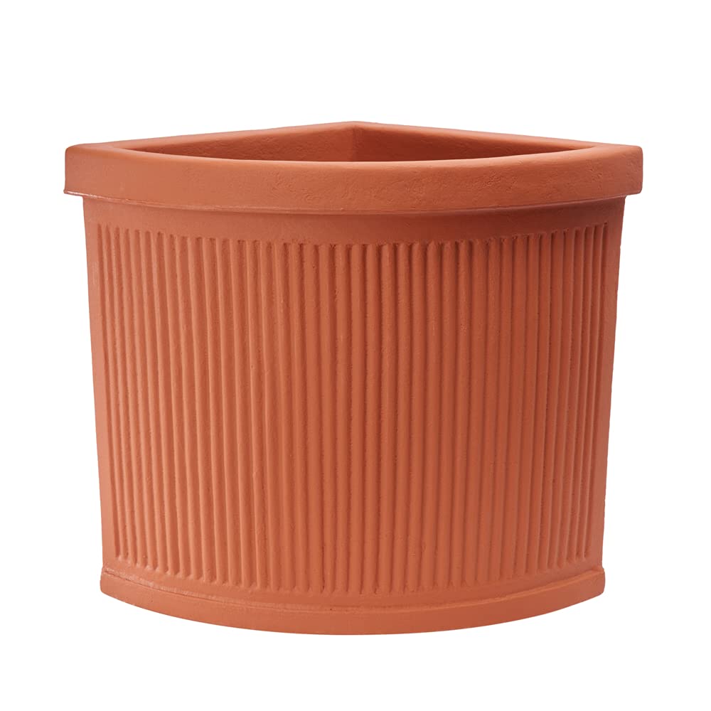 Garden Italia Vasi Vaso per piante Angolare millerighe basso FAM Lato 47 cm alt.40 cm in resina colore terracotta - Made in Italy per esterni e interni - antiurto - leggero