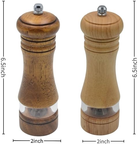 Miniatura 4 de Juego clásico de molinillo de sal y pimienta, molinos de sal y pimienta recargables, molinillo de sal de madera de roble Maual, molinillo de