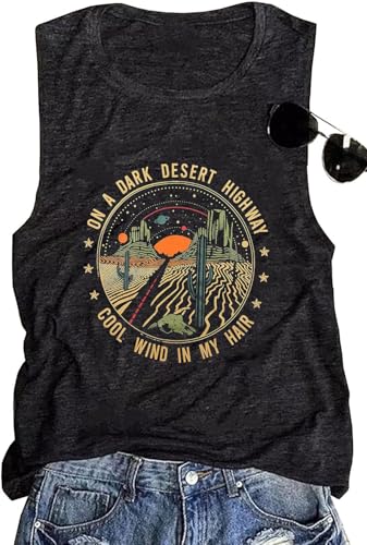 Adventure Tank Tops Women Desert Highway Shirts Nature Graphic Summer Sleeveless Outdoor Tshirt Vest
