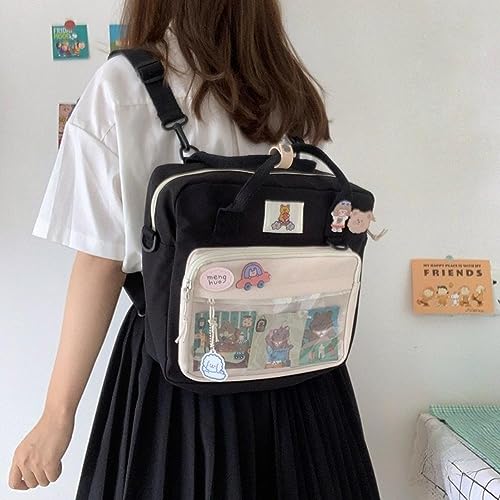 Cute Crossbody Bag with Kawaii Accessories Plush Pendant and Pins Casual Backpack Clear Pocket Travel Shoulder Bag4