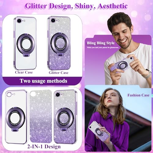 Coque iPhone 16e aimantée violette résolvant le problème de charge sans fil avec support intégré - 2