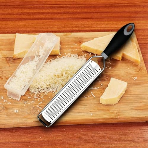 Lemon Zester & Heavy Duty Cheese Grater - Vegetable, Garlic, Nutmeg, Chocolate, Fruits, Ginger Shredder - Stainless Steel (Black) - image 6