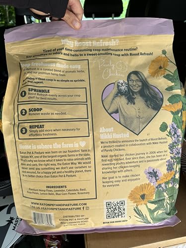 Roost Refresh Mistura aromática de ervas e cânhamo, eliminador de odores, frescor de galinha facilit