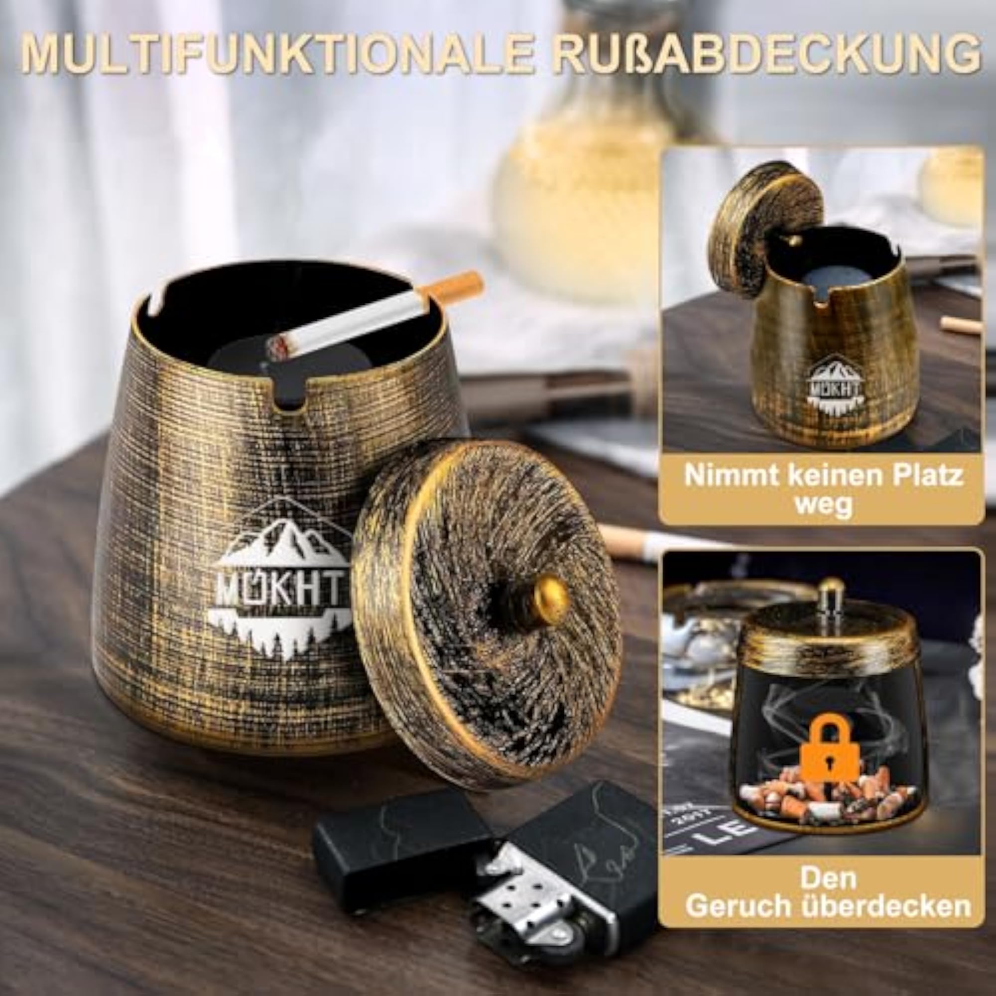 Ashtray with Lid, Large Outdoor Wind Ashtray