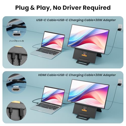 Image of Hyangin Used Like New 24-inch Large Portable Monitor for Laptop, 2026 Upgraded 1080P FHD 100Hz Portable Screen,125% sRGB IPS Portable Second Monitor with Adjustable Stand for Laptop, MacBook, Phones